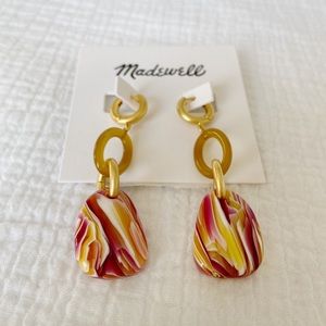MADEWELL | Resin Drop Earrings, Pink & Yellow